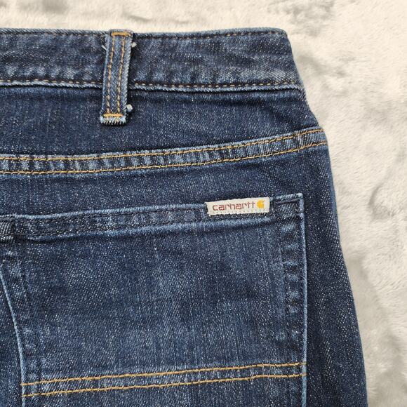 Carhartt Jeans Womens 12 TALL Blue Dark Wash Original Fit Straight Leg Stretch - Picture 8 of 16